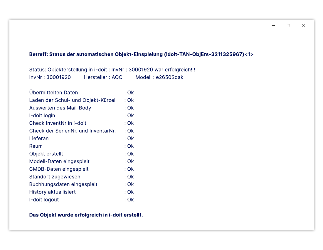 Stadt Lünen: Antwort-E-Mail Objekt erstellen in i-doit pro