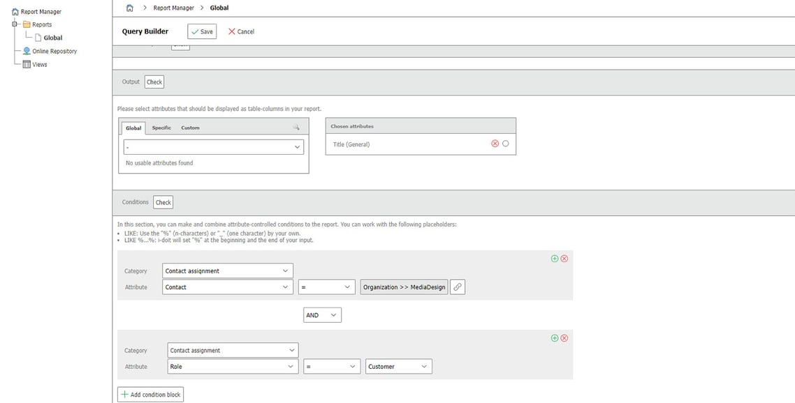 Object Groups in i-doit pro: Report Contact Assignment