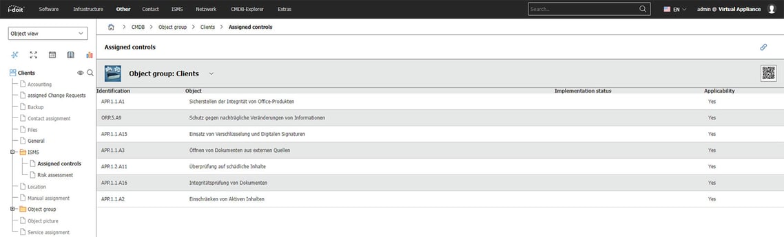 Object Groups in i-doit pro: ISMS