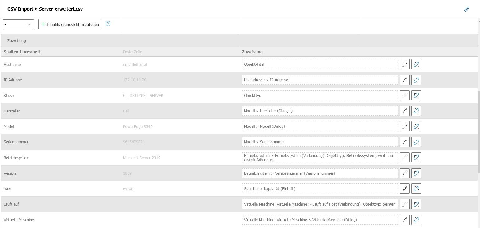 Server-Dokumentation: Mapping der Felder beim CSV-Import