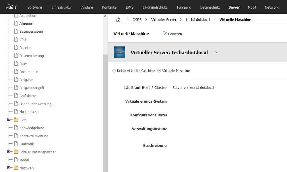 Server-Dokumentation: Virtueller Server in i-doit