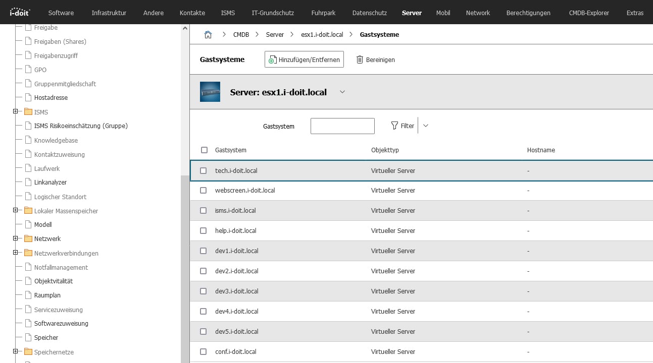 Server-Dokumentation: VMs auf einem Host-Server