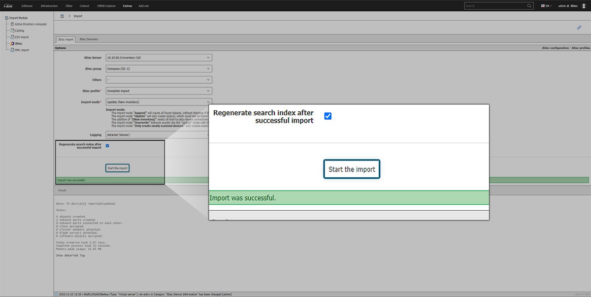 Import von JDisc nach i-doit starten