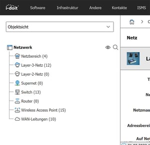 Menüstruktur Netzwerkkonfiguration in i-doit pro