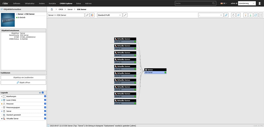 Virtuelle Systeme auf einem ESX-Server im i-doit CMDB-Explorer