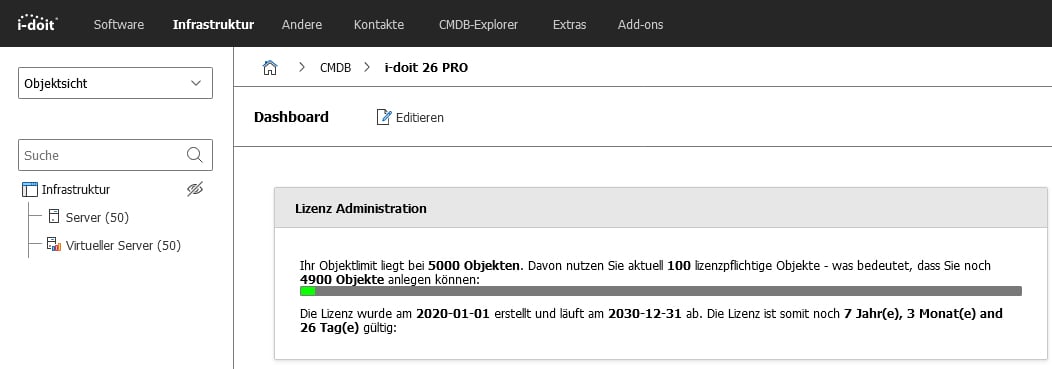 Server in i-doit pro: 50 virteulle und 50 physische